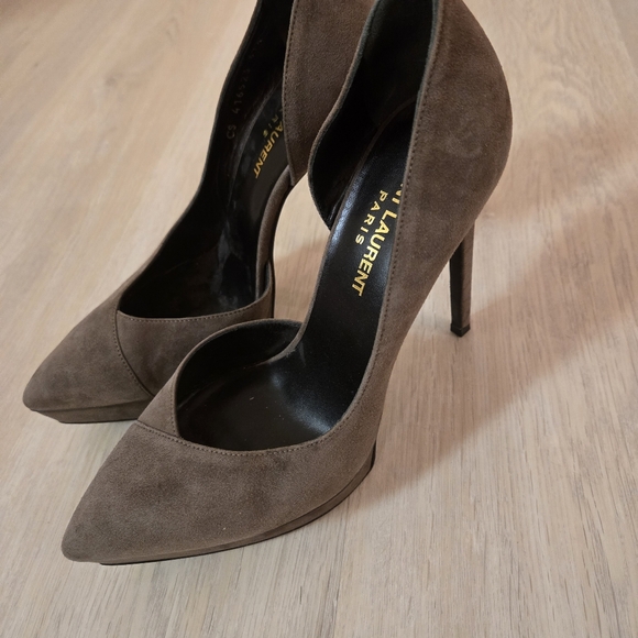 Yves Saint Laurent Paris Suede Brown Woman's Heels - Picture 3 of 8